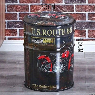 Retro Bar Stool Iron Bucket Stool Storage Home Leisure