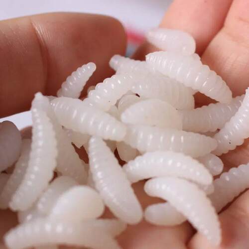 50PCS/Bag 2cm 0.3g Bread Worm Silicone Artificial Baits Magg