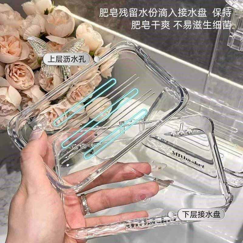 Suction Cup Soap Holder No-Drill Wall-Mounted High-End Bathr图片