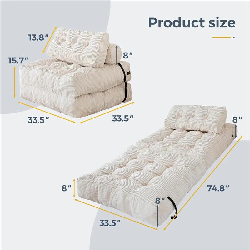 Folding Sofa Bed, Convertible Sleeper Chair with Pillow Fold图片