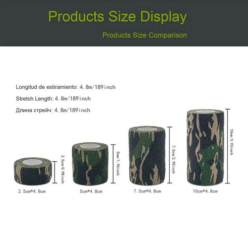 4.8m Camouflage Elastic Wrap Tape Hunt Disguise Elastoplast