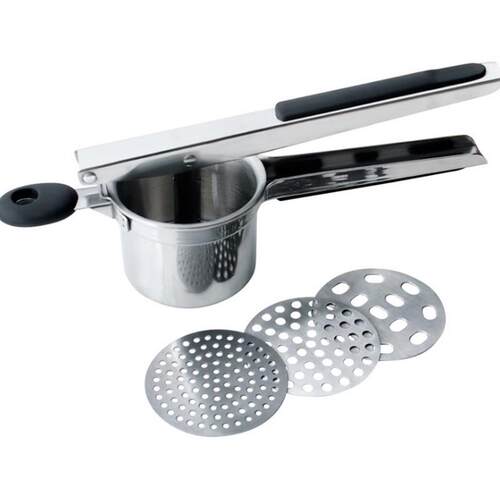 Stainless Steel Potato Ricer with 3 Interchangeable Fineness