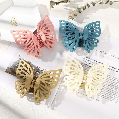 Doublelayer Hollow Butterfly Hair Clip Cute Large Matte Fini