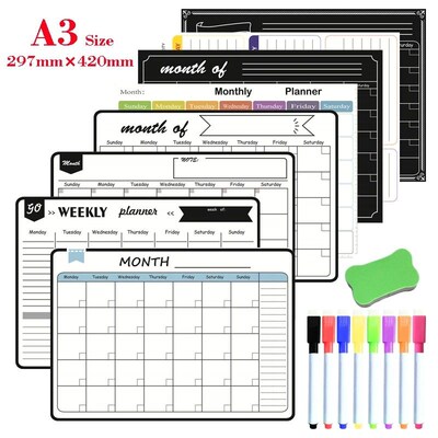 A3 Size Magnetic Monthly Weekly Planner Calendar Table Dry E
