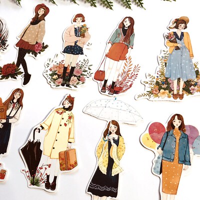 Creative kawaii self-made love girl stickers beautiful stick