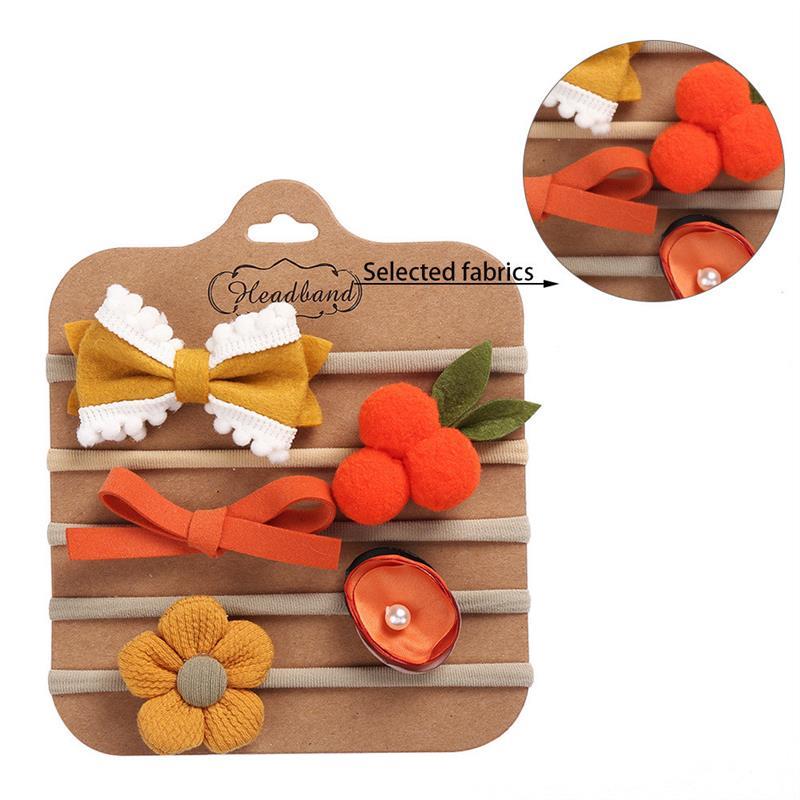 5Pcs/Set Baby Girl Headbands Newborn Bows Elastic Hair Bands图片