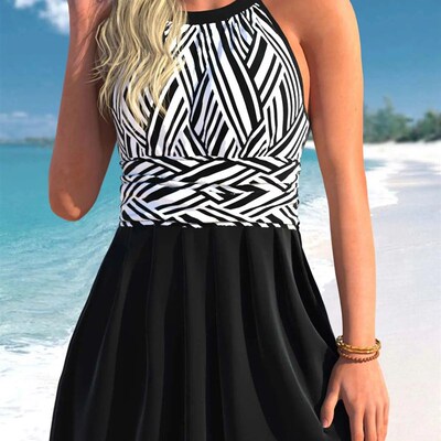 New Summer High Elastic Bikini Set with Vertical Stripe Prin