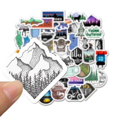 50Pcs Outdoor Nature Camping Sticker Waterproof Water