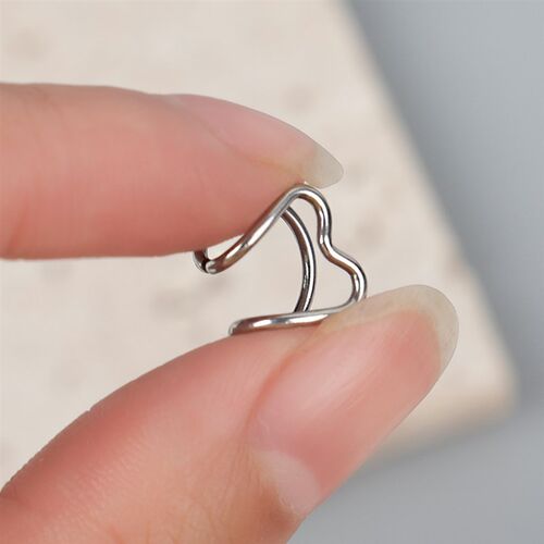 Metal Silver Heart Ear Clip Double-layer Ear Bone Cuff  Clip