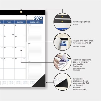 2024 English wall calendar monthly weekly planner agenda