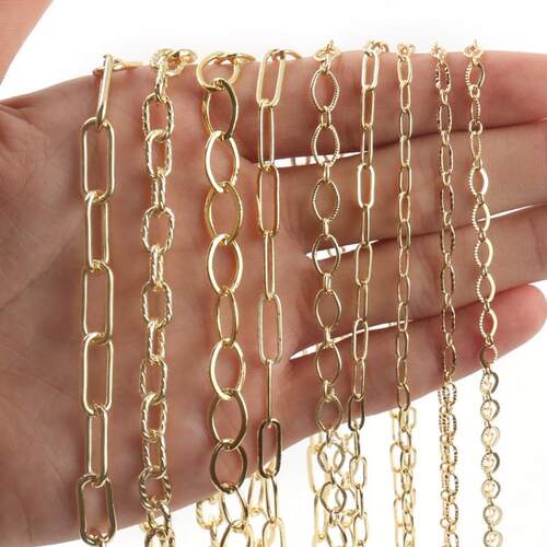 1 Meter Copper Oval Link Chain Paperclip Square Cable Neckla