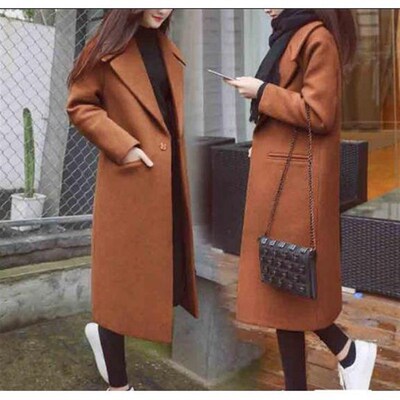 Winter thick loose long woolen coat woman over knee coats