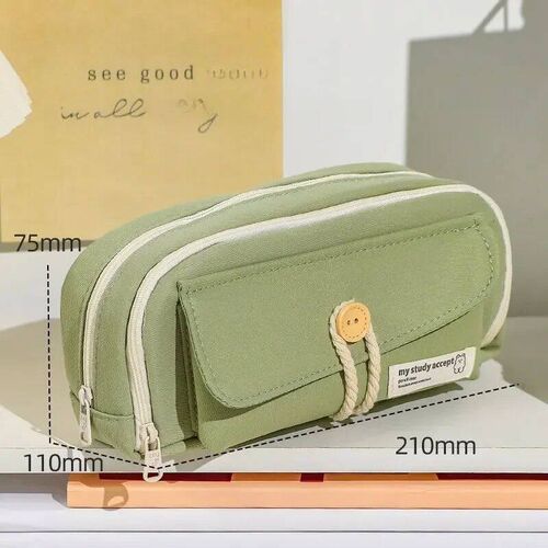 Cute And Convenient Canvas Pencil Case Large Opening Capacit
