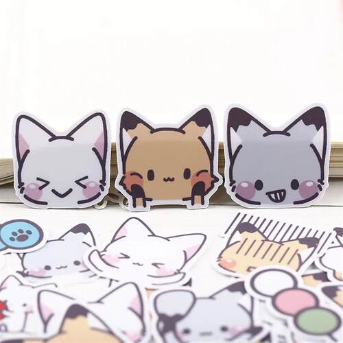 40PCS kawai  little fox head cute hand book  sticker package
