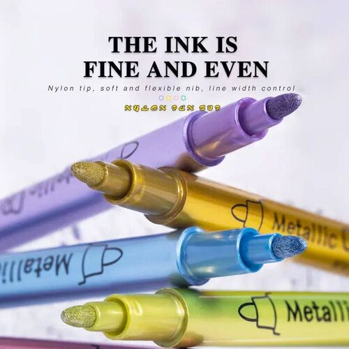 12 colors Acrylic Paint Markers Metallic Art Glitter Pens fo