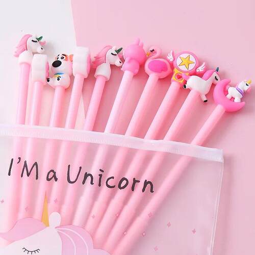 10Pcs / Set Cute Gel Pen Kawaii Random Pattern Unicorn Pony