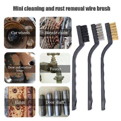 3Pcs Wire Detail Brush Multifunction Nylon/Brass/Stainless