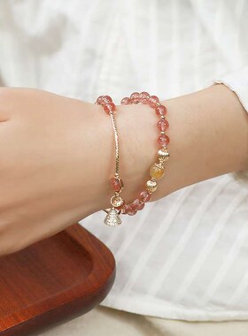 Natural Strawberry Crystal Brlet Womens Round Beads Handmad