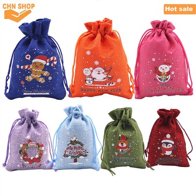 10PCS Christmas gift bag,Drawstring Bags,Wrapping Decoration