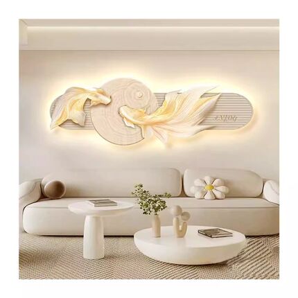 氛围灯寓意好客厅壁灯挂画年年有余沙发背景墙装饰画卧室LED灯画