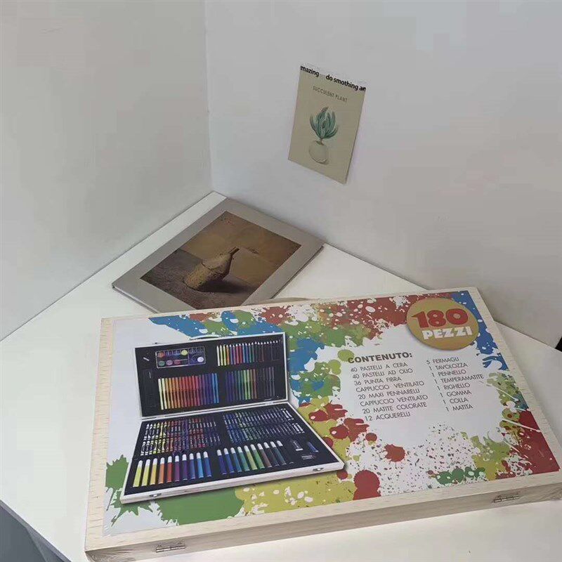 180 wooden box brush set Watercolor pen Childrens Gift Box