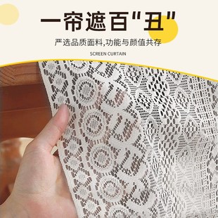 电视柜遮丑挡板玻璃柜子布帘钢制书架防尘帘免打孔安装蕾丝窗帘