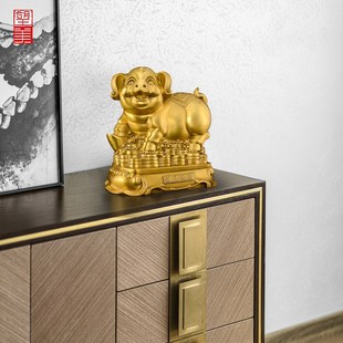 铜猪摆件吉祥物黄铜202年十二生肖猪工艺品金色大号铜猪存钱罐