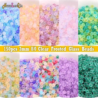150pcs 3mm Transparent Frosted Glass Bead 8/0 Loose Spaced S