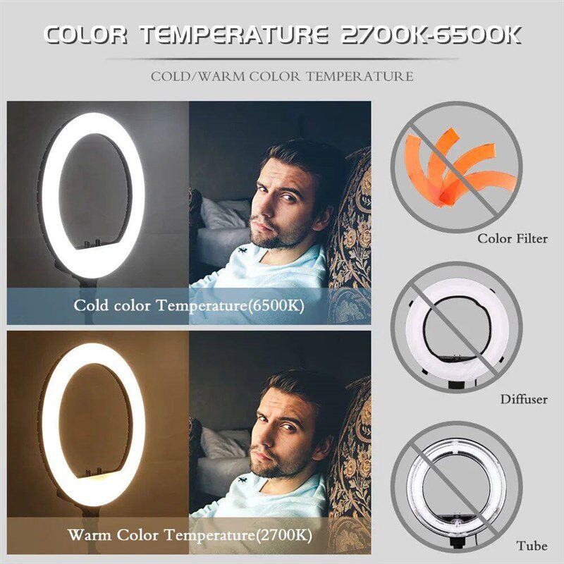 18 Inch Ring Light 36W Dimmable 3200K-5600K Light Carrying B