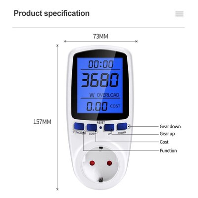 Digital LCD Wattmeter 220V 110V AC Power Meter Backlight Ele