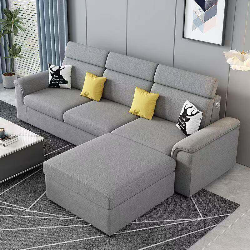 现代简约棉麻布艺沙厅发可拆大小户猫型爪科技布沙发洗客整装985