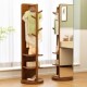 可旋转实木全身镜落地镜家用卧室移动试衣镜子带挂衣架一体穿衣镜