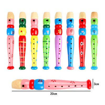 1 Pc Small Wooden Colorful Piccolo Flute for Kids Learning R