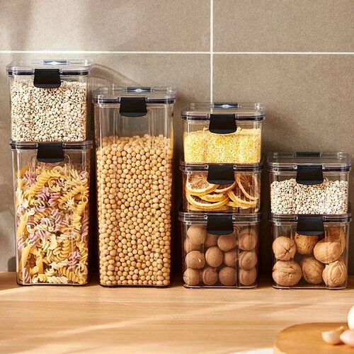 Airtight Plastic Food Storage Box, Cereal Candy Dry Jar with