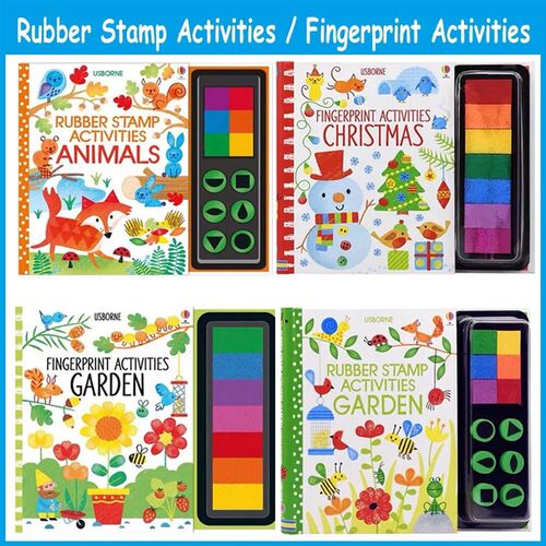 Usborne Children Fingerprint Books with Rubber Stamp Ink Pad