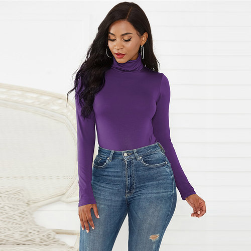 10Color Long Sleeve High Neck Jumpsuits Women Fit All-in-one