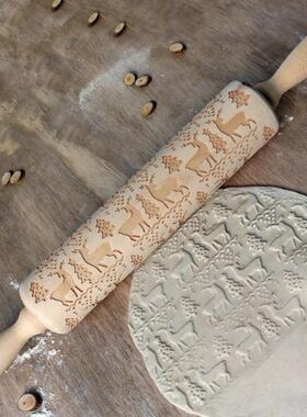 Taoup Wooden Christmas Ornaments Xmas Cookie Stick Rolling