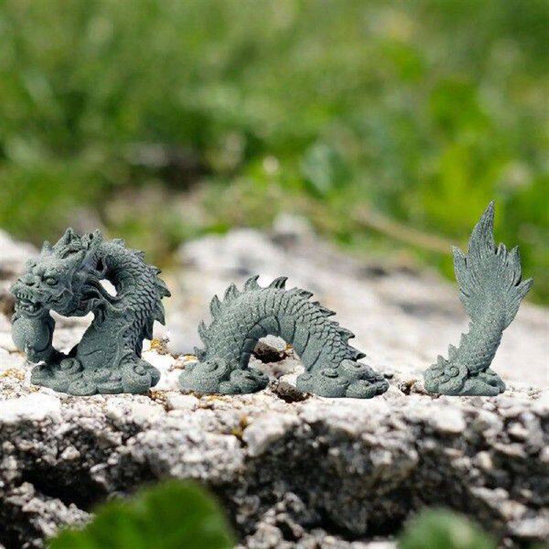 Dragon Statue Set Miniature Hand Carved Tea Pet for Living - 实物图