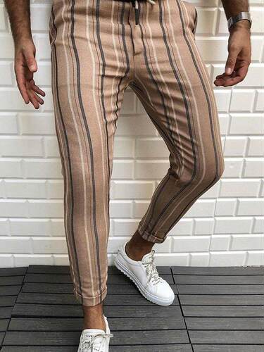 Mens stripe fashion nine point pants casual pants fashion t