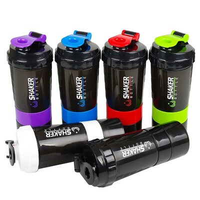 3 Layers Shaker Protein Bottle Powder Shake Cup Large Capaci