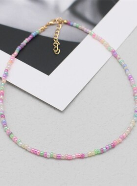Simple Seed Beads Strand Choker Women String Beaded Short  B