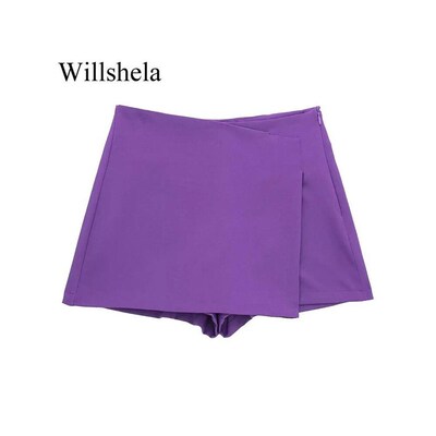 Willshela Women Fashion Solid Asymmetrical Side Zipper Skirt