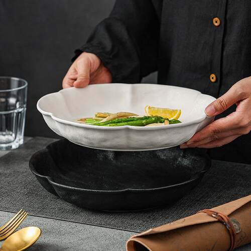 Black and White Restaurant Plates Pasta Dishes Home Hotel