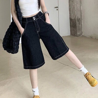 Vintage Baggy Jeans Shorts Women Sreetwear High Waist Oversi