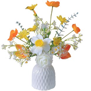 高档仿真花束满天星假牡丹花客厅插花餐桌花艺茶几电视柜装饰摆件