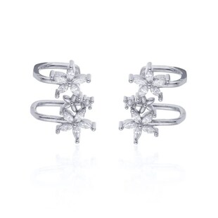 Flower Filled Gold Earclip Without Piercing Earcuff ISUEVA