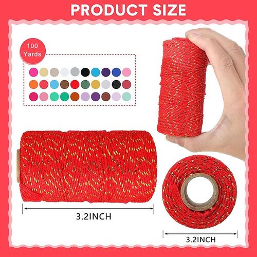 100M/Roll Cotton Bakers Twine String Cord Rope Two-color Cot