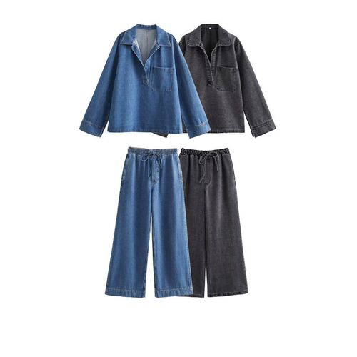 Womens 2025 Fashion Washable Denim Top Stylish Waist Trouse