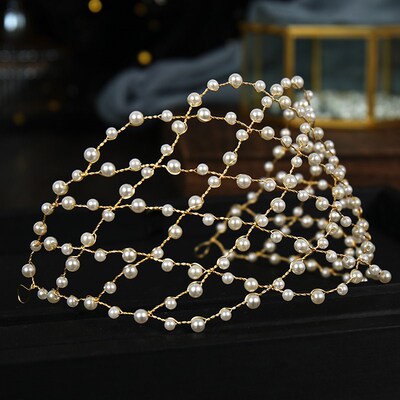 Pearl Hair Tiara Hairband Wedding Accessories For Bride Deco