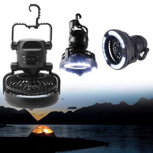 Portable 2 In 1 Camping Ceiling Fan Light Hanging Tent Lamp
